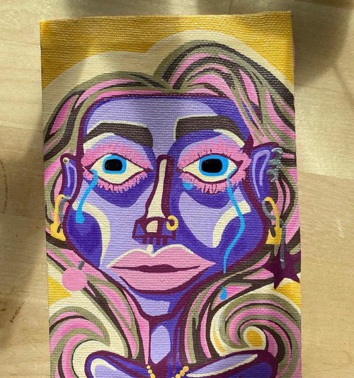 Untitled (Violet), original painting on canvas board